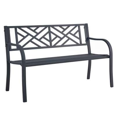 metal steel cast iron public outdoor furniture  long bench park leisure bench garden chair