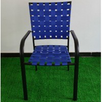 3pcs outdoor webbing chair with black coffee table bistro furniture Garden string chair steel stacking