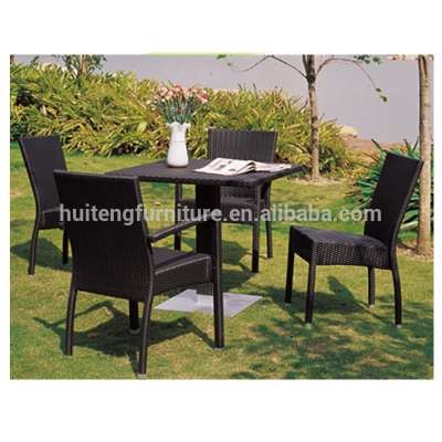 Aluminium Rattan wicker outdoor restaurant furniture stackable cafe furniture with cetral leg