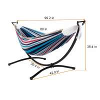 Outdoor Double Person Canvas Camping Hammock with Arc Space Saving Steel Stand